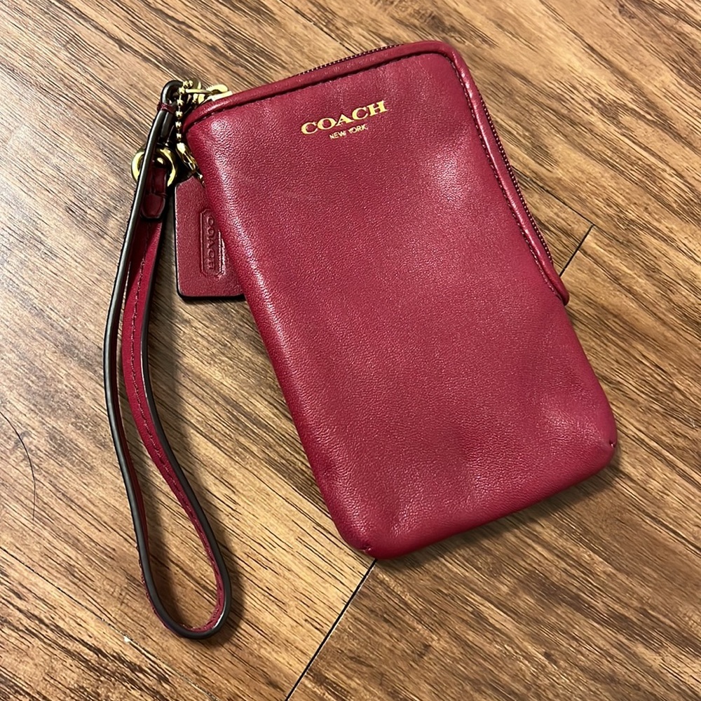 Coach deep red wristlet